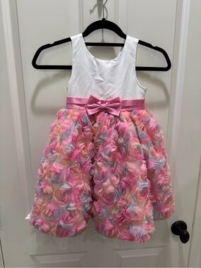 American Princess White and Pink Bow Rosette Party Dress